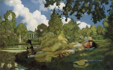 コンスタンチン・ソモフ Painting - 公園で眠っている若い女性 コンスタンチン・ソモフ